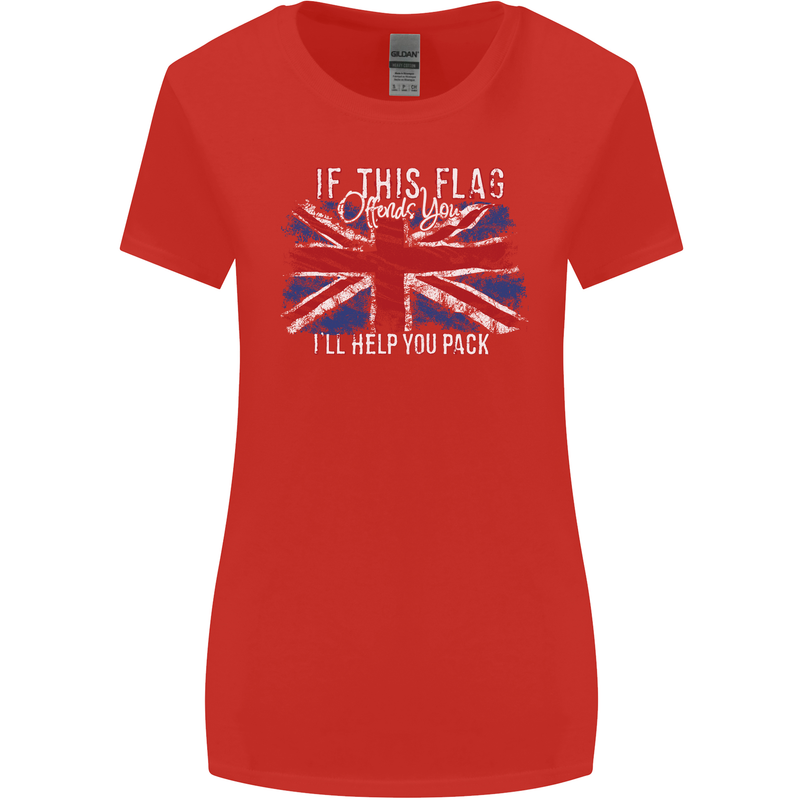 If This Flag Offends You Union Jack Britain Womens Wider Cut T-Shirt Red
