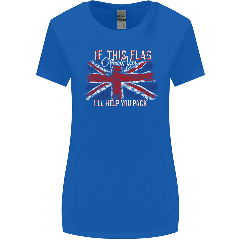 If This Flag Offends You Union Jack Britain Womens Wider Cut T-Shirt Royal Blue