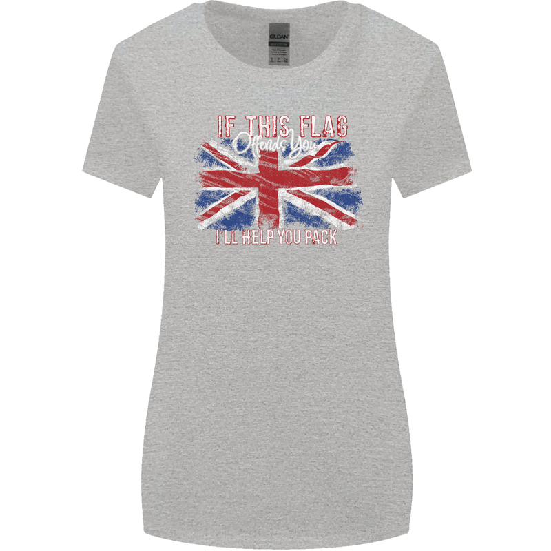 If This Flag Offends You Union Jack Britain Womens Wider Cut T-Shirt Sports Grey