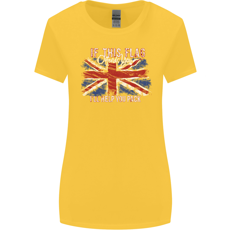 If This Flag Offends You Union Jack Britain Womens Wider Cut T-Shirt Yellow