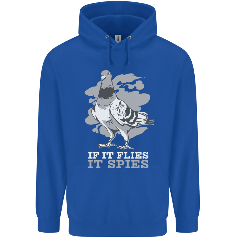 If it Flies it Spies Conspiracy Pigeon Childrens Kids Hoodie Royal Blue