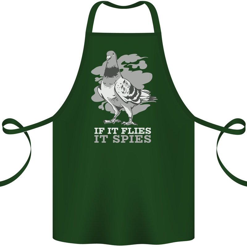 If it Flies it Spies Conspiracy Pigeon Cotton Apron 100% Organic Forest Green