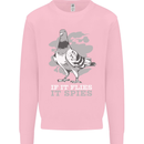 If it Flies it Spies Conspiracy Pigeon Kids Sweatshirt Jumper Light Pink