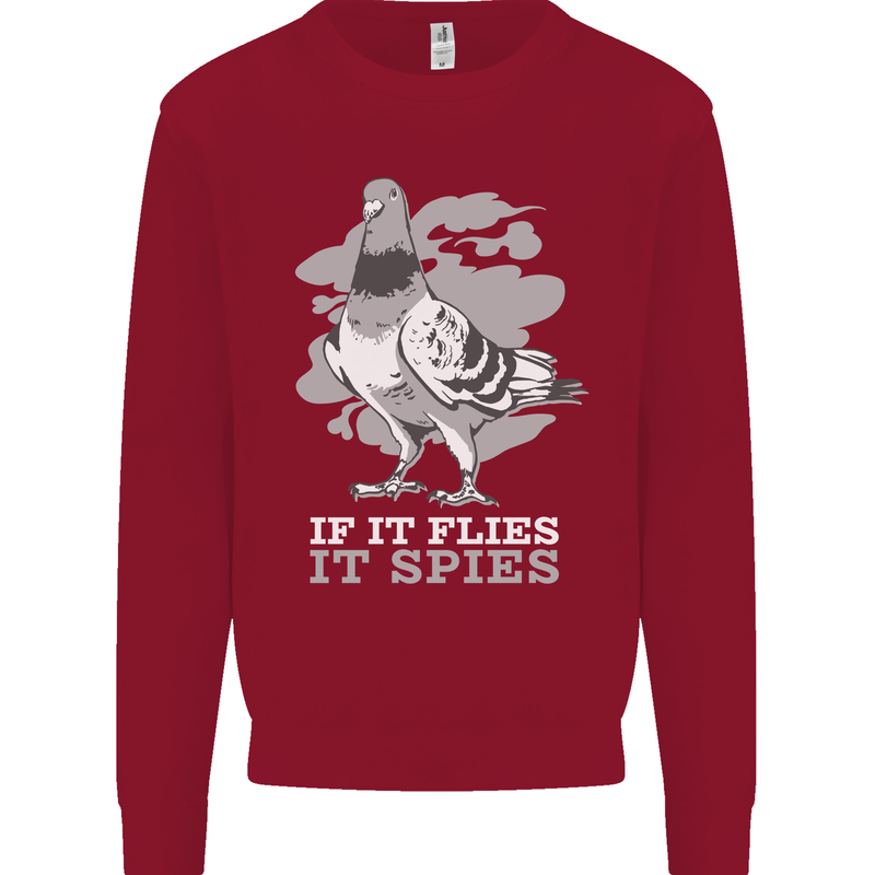 If it Flies it Spies Conspiracy Pigeon Kids Sweatshirt Jumper Red