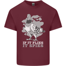 If it Flies it Spies Conspiracy Pigeon Mens Cotton T-Shirt Tee Top Maroon
