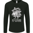 If it Flies it Spies Conspiracy Pigeon Mens Long Sleeve T-Shirt Black