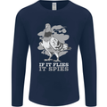If it Flies it Spies Conspiracy Pigeon Mens Long Sleeve T-Shirt Navy Blue