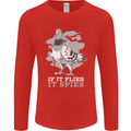 If it Flies it Spies Conspiracy Pigeon Mens Long Sleeve T-Shirt Red