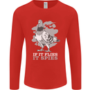 If it Flies it Spies Conspiracy Pigeon Mens Long Sleeve T-Shirt Red