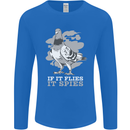 If it Flies it Spies Conspiracy Pigeon Mens Long Sleeve T-Shirt Royal Blue