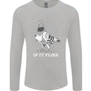 If it Flies it Spies Conspiracy Pigeon Mens Long Sleeve T-Shirt Sports Grey