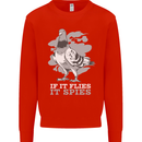 If it Flies it Spies Conspiracy Pigeon Mens Sweatshirt Jumper Bright Red