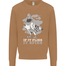 If it Flies it Spies Conspiracy Pigeon Mens Sweatshirt Jumper Caramel Latte
