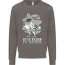 If it Flies it Spies Conspiracy Pigeon Mens Sweatshirt Jumper Charcoal