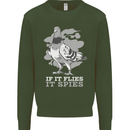 If it Flies it Spies Conspiracy Pigeon Mens Sweatshirt Jumper Forest Green