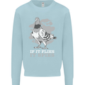 If it Flies it Spies Conspiracy Pigeon Mens Sweatshirt Jumper Light Blue