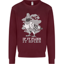 If it Flies it Spies Conspiracy Pigeon Mens Sweatshirt Jumper Maroon