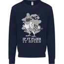 If it Flies it Spies Conspiracy Pigeon Mens Sweatshirt Jumper Navy Blue