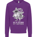 If it Flies it Spies Conspiracy Pigeon Mens Sweatshirt Jumper Purple