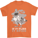 If it Flies it Spies Conspiracy Pigeon Mens T-Shirt 100% Cotton Orange