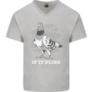 If it Flies it Spies Conspiracy Pigeon Mens V-Neck Cotton T-Shirt Sports Grey