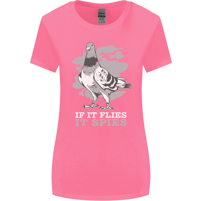 If it Flies it Spies Conspiracy Pigeon Womens Wider Cut T-Shirt Azalea