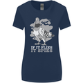 If it Flies it Spies Conspiracy Pigeon Womens Wider Cut T-Shirt Navy Blue