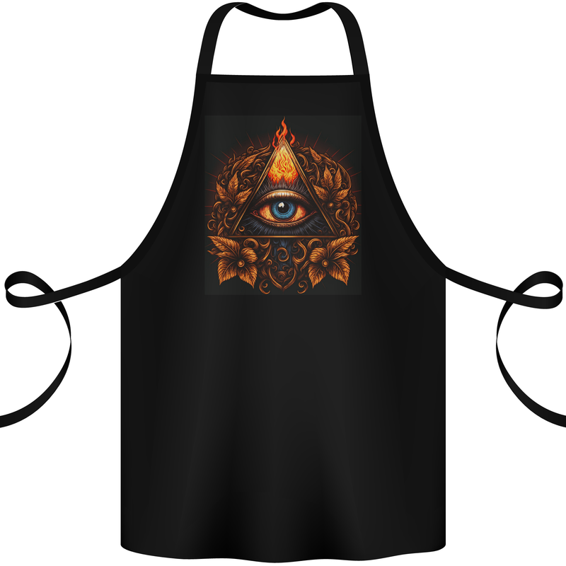 Illuminati Eye Secret Society Cult Fantasy Cotton Apron 100% Organic Black
