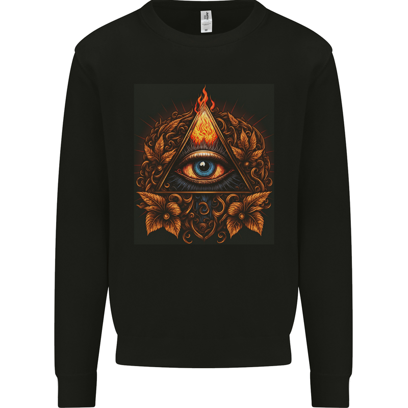 Illuminati Eye Secret Society Cult Fantasy Kids Sweatshirt Jumper Black