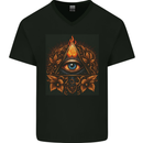 Illuminati Eye Secret Society Cult Fantasy Mens V-Neck Cotton T-Shirt Black