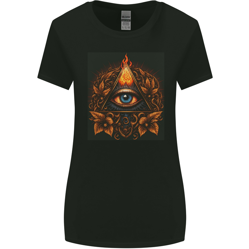 Illuminati Eye Secret Society Cult Fantasy Womens Wider Cut T-Shirt Black