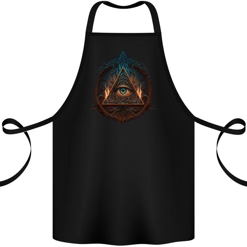 Illuminati Eye With Flames Conspiracy Fantasy Cotton Apron 100% Organic Black
