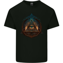 Illuminati Eye With Flames Conspiracy Fantasy Kids T-Shirt Childrens Black