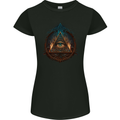 Illuminati Eye With Flames Conspiracy Fantasy Womens Petite Cut T-Shirt Black
