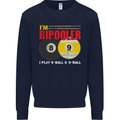 Im Bipooler I Play 8-Ball 9-Ball Funny Pool Kids Sweatshirt Jumper Navy Blue
