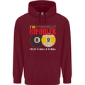 Im Bipooler I Play 8-Ball 9-Ball Funny Pool Mens 80% Cotton Hoodie Maroon