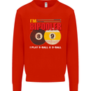 Im Bipooler I Play 8-Ball 9-Ball Funny Pool Mens Sweatshirt Jumper Bright Red
