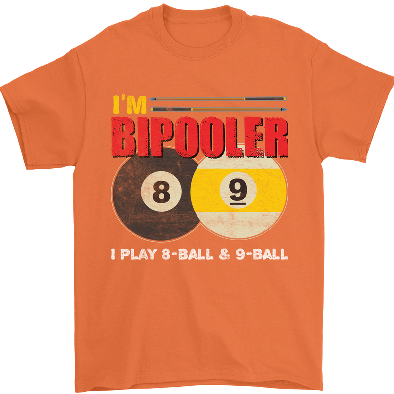 Im Bipooler I Play 8-Ball 9-Ball Funny Pool Mens T-Shirt Cotton Gildan Orange