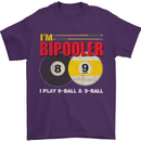 Im Bipooler I Play 8-Ball 9-Ball Funny Pool Mens T-Shirt Cotton Gildan Purple