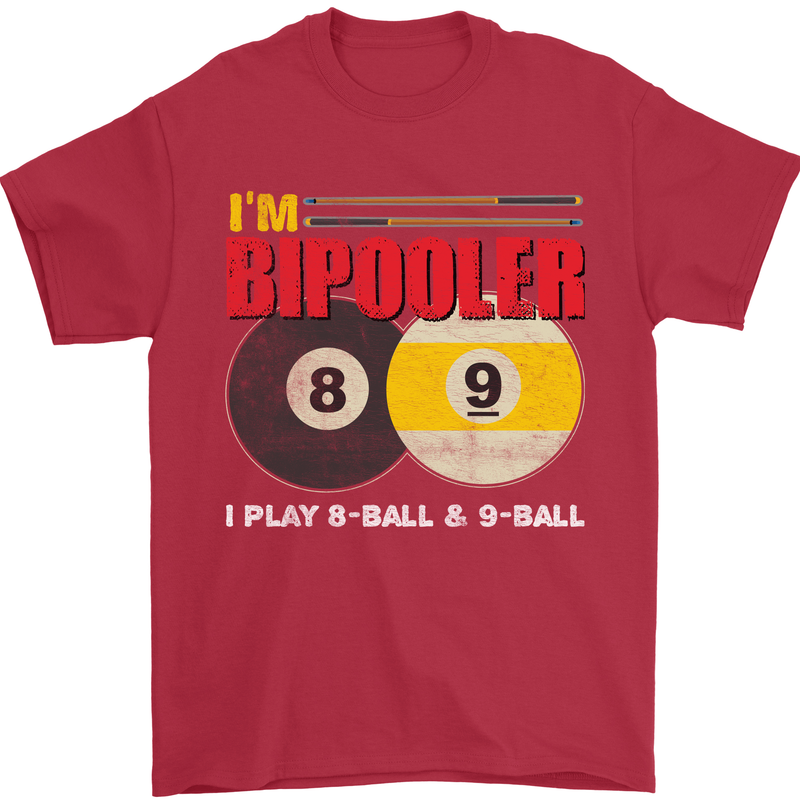 Im Bipooler I Play 8-Ball 9-Ball Funny Pool Mens T-Shirt Cotton Gildan Red