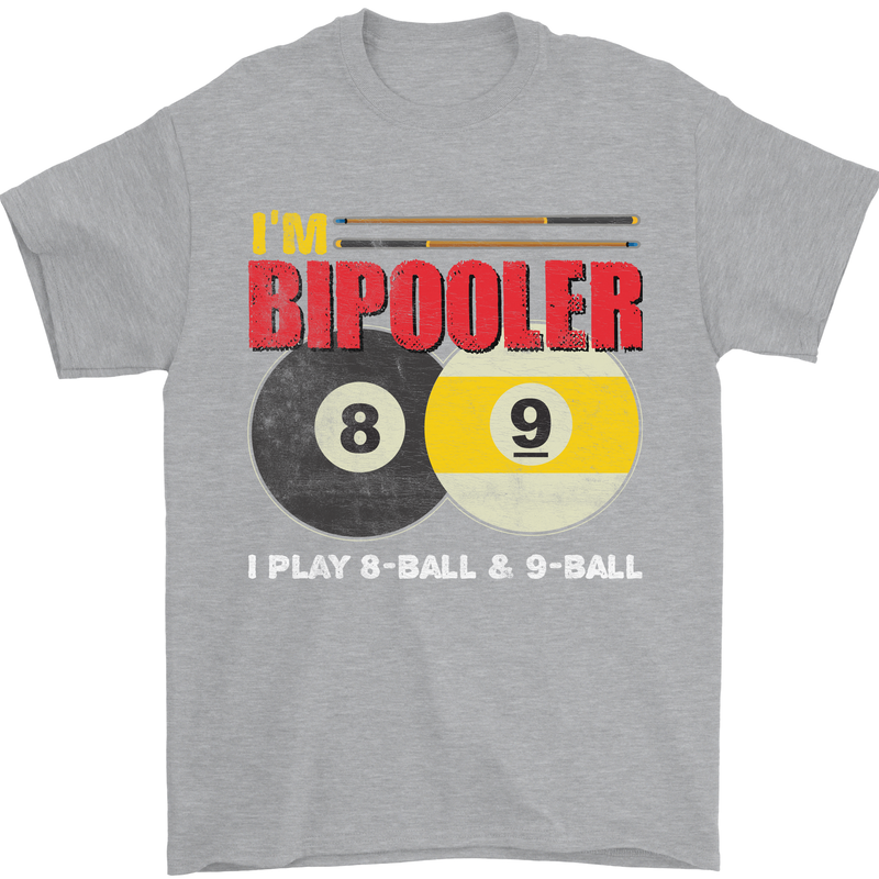 Im Bipooler I Play 8-Ball 9-Ball Funny Pool Mens T-Shirt Cotton Gildan Sports Grey