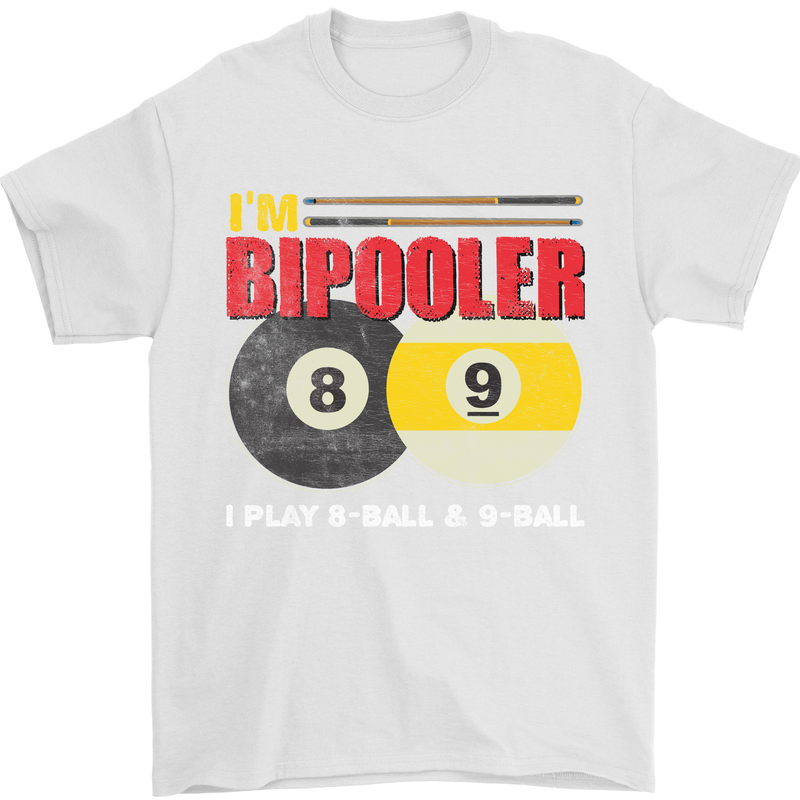 Im Bipooler I Play 8-Ball 9-Ball Funny Pool Mens T-Shirt Cotton Gildan White