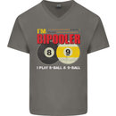 Im Bipooler I Play 8-Ball 9-Ball Funny Pool Mens V-Neck Cotton T-Shirt Charcoal