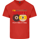 Im Bipooler I Play 8-Ball 9-Ball Funny Pool Mens V-Neck Cotton T-Shirt Red