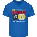 Im Bipooler I Play 8-Ball 9-Ball Funny Pool Mens V-Neck Cotton T-Shirt Royal Blue