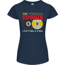 Im Bipooler I Play 8-Ball 9-Ball Funny Pool Womens Petite Cut T-Shirt Navy Blue