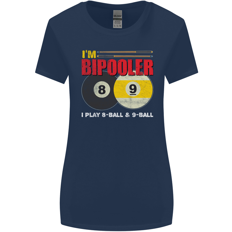 Im Bipooler I Play 8-Ball 9-Ball Funny Pool Womens Wider Cut T-Shirt Navy Blue
