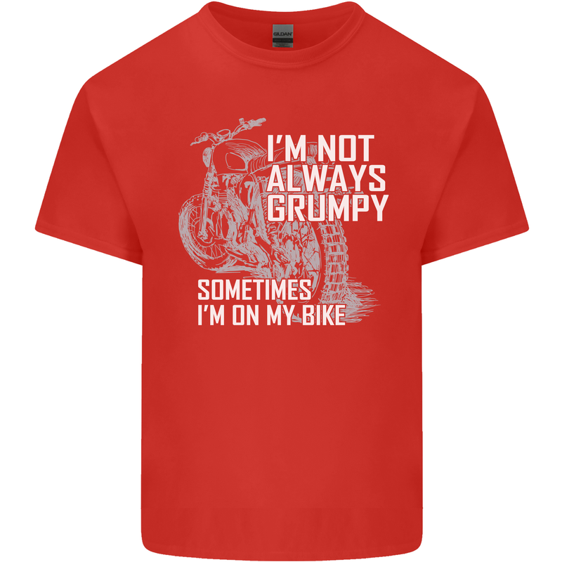 Im Not Always Grumpy Biker Motorcycle Biker Mens Cotton T-Shirt Tee Top Red