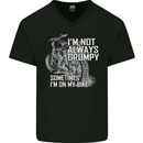Im Not Always Grumpy Biker Motorcycle Biker Mens V-Neck Cotton T-Shirt Black