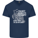 Im Not Always Grumpy Biker Motorcycle Biker Mens V-Neck Cotton T-Shirt Navy Blue